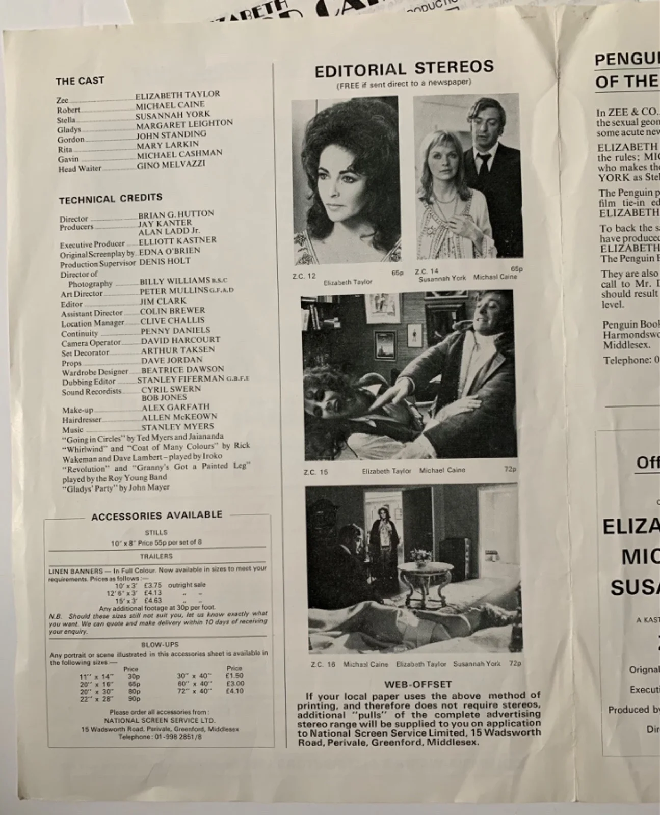 VINTAGE ZEE & CO / X Y & ZEE 1971 ADVERTISING FILM PRESS KIT ELIZABETH TAYLOR, изображение 4
