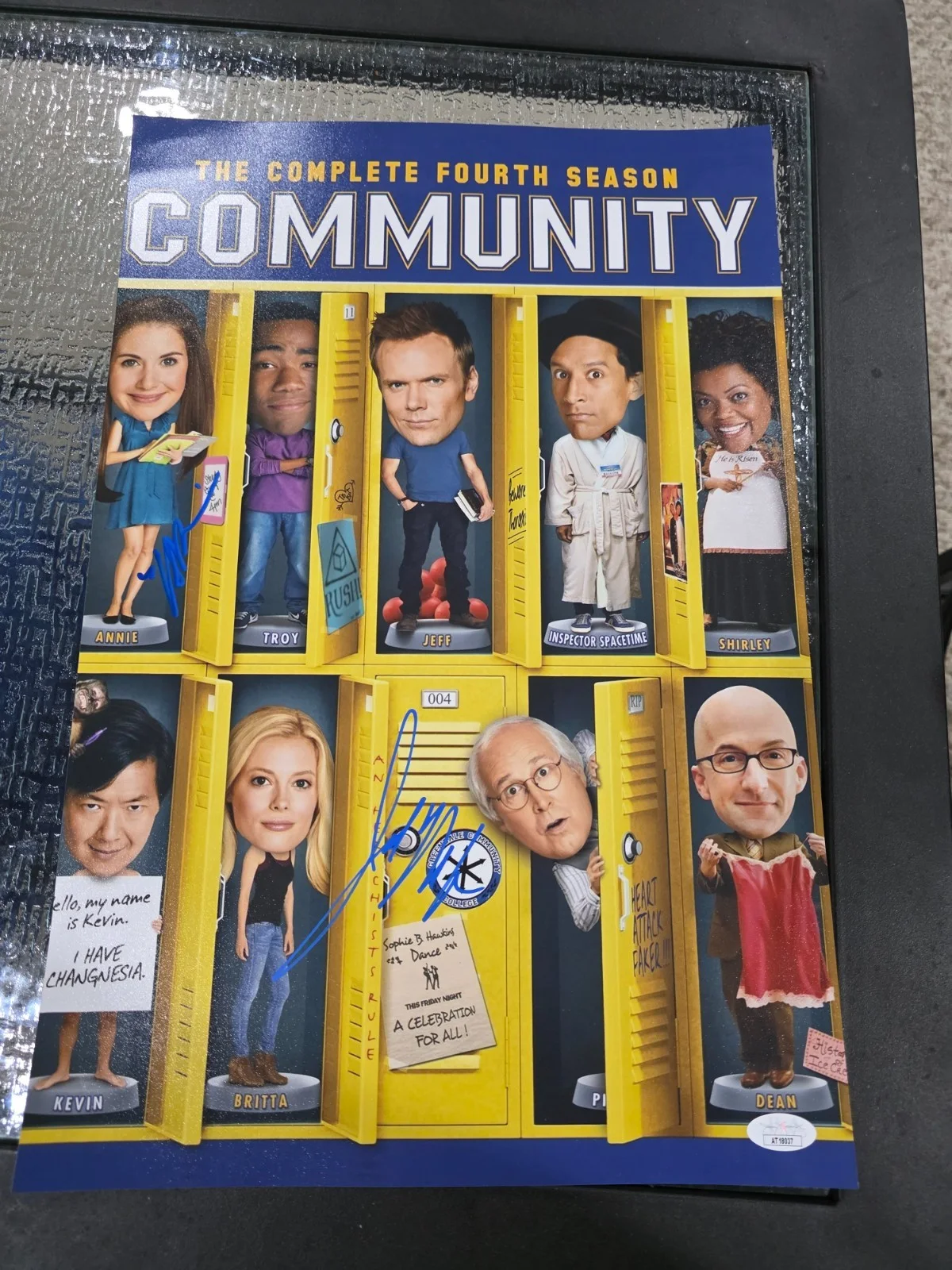 Joel McHale, Alison Brie — Community Cast Signed Autographed 12X18 Poster joel mchale allison brie coa jsa
