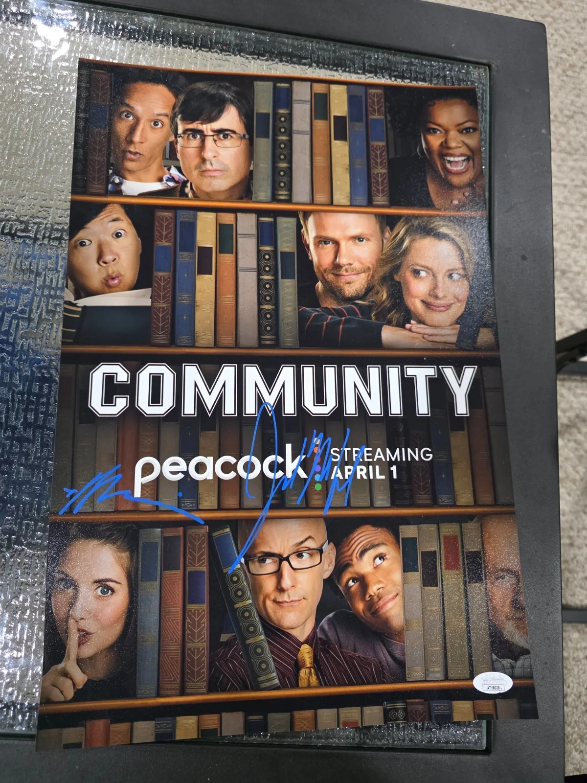 Joel McHale, Alison Brie — Community Cast Signed Autographed 12X18 Poster joel mchale allison brie coa jsa