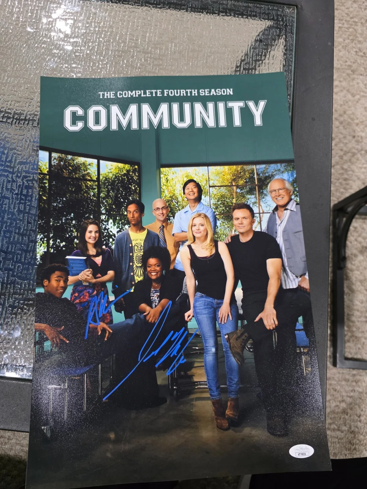 Joel McHale, Alison Brie — Community Cast Signed Autographed 12X18 Poster joel mchale allison brie coa jsa