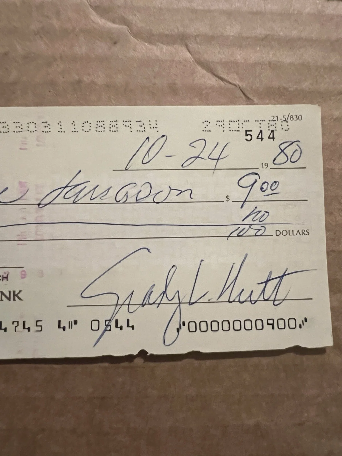 Grady L. Nutt Signed Check Comedian Humorist Hee Haw Mike Douglas Show, изображение 2