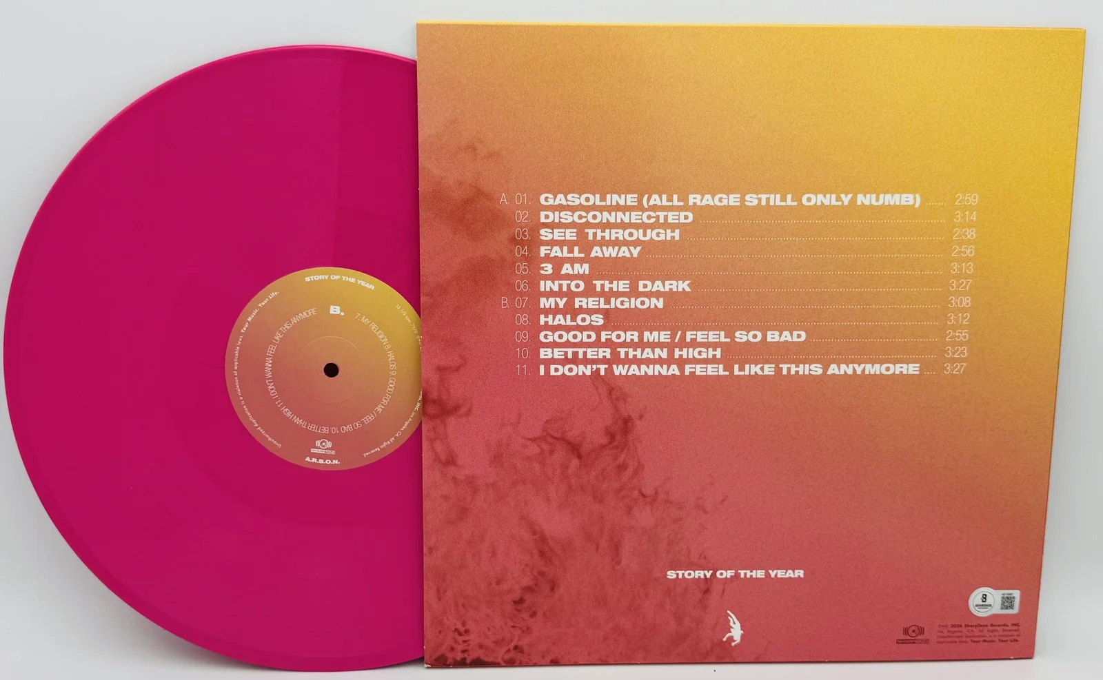 Story of the Year signed Limited Edition A.R.S.O.N Vinyl Record Dan Marsala K87, изображение 3