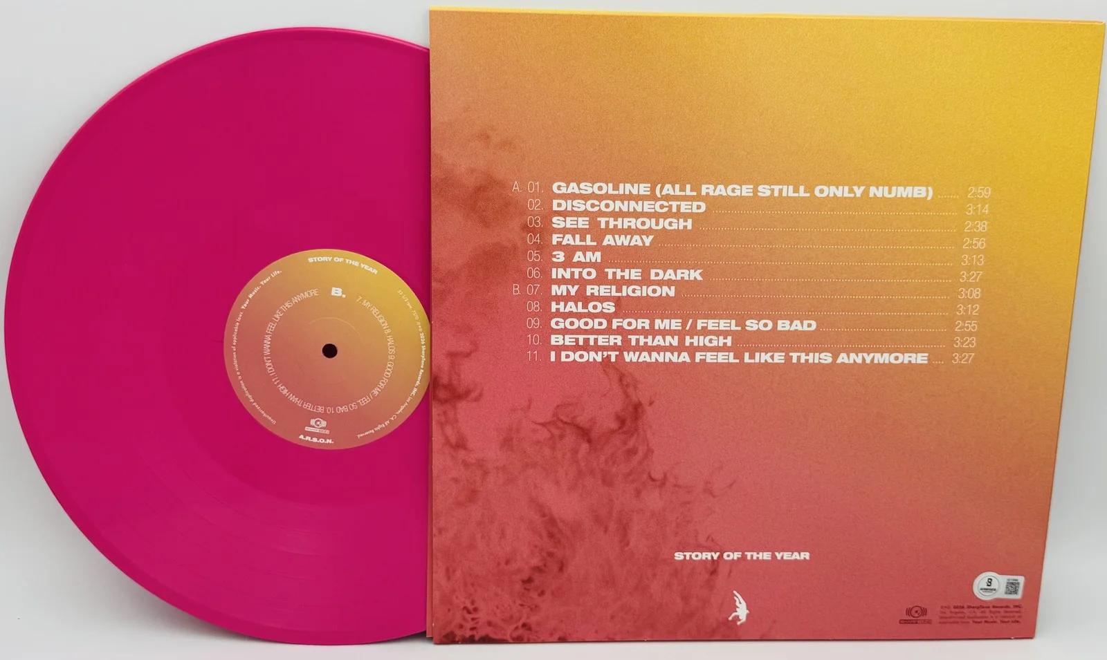 Story of the Year signed Limited Edition A.R.S.O.N Vinyl Record Dan Marsala K89, изображение 3