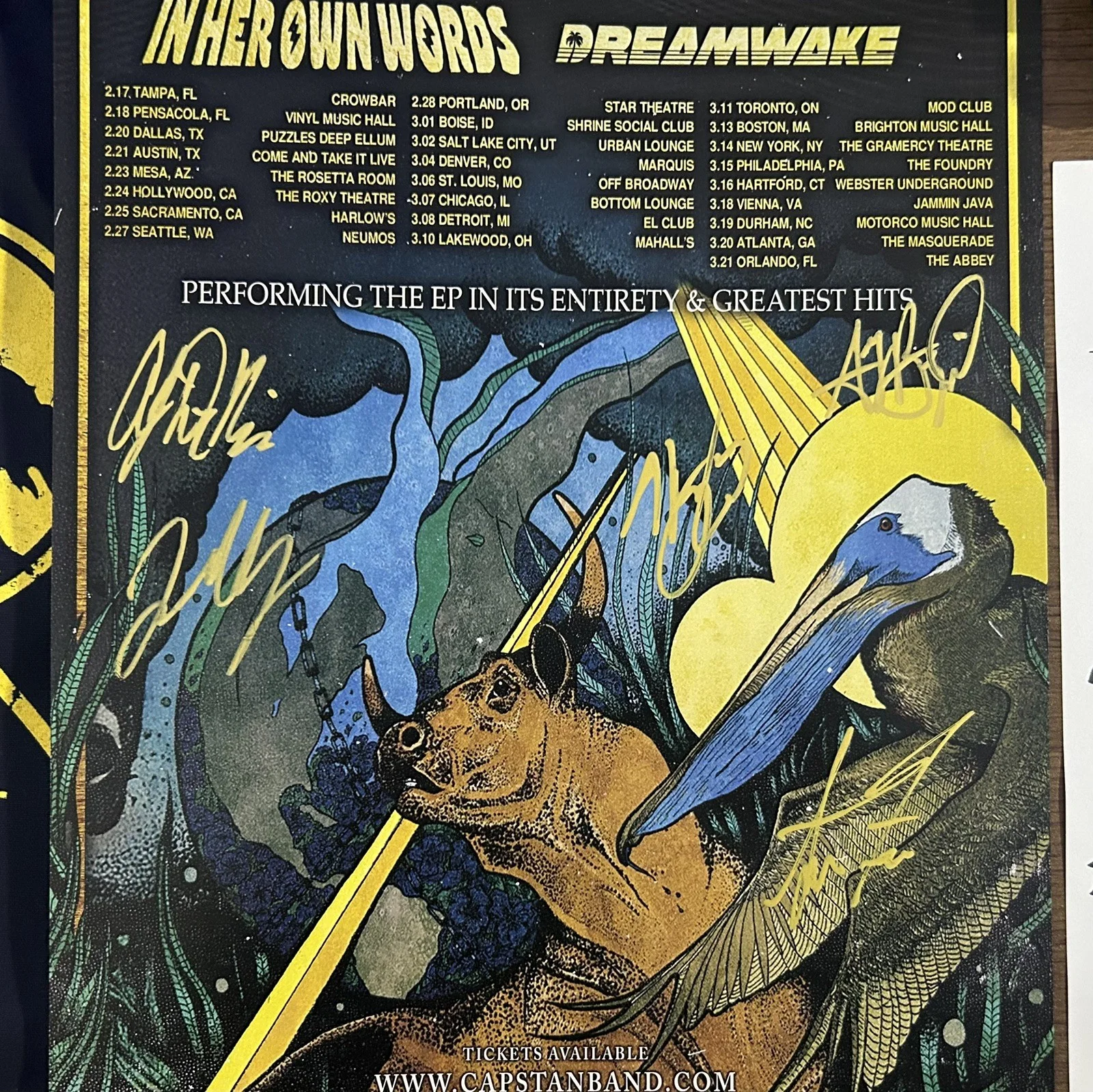 CAPSTAN SIGNED AUTOGRAPH TOUR VIP PACKAGE TOTE BAG POSTER LAMINATE SET LIST, image 2