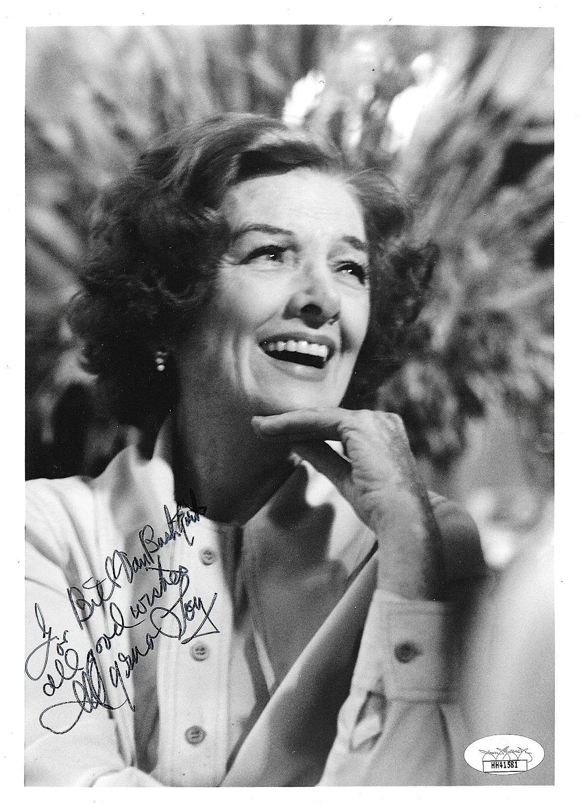 Myrna Loy — Myrna Loy JSA Certified, Inscribed 8x10 Inch B&W Photo with JSA COA!