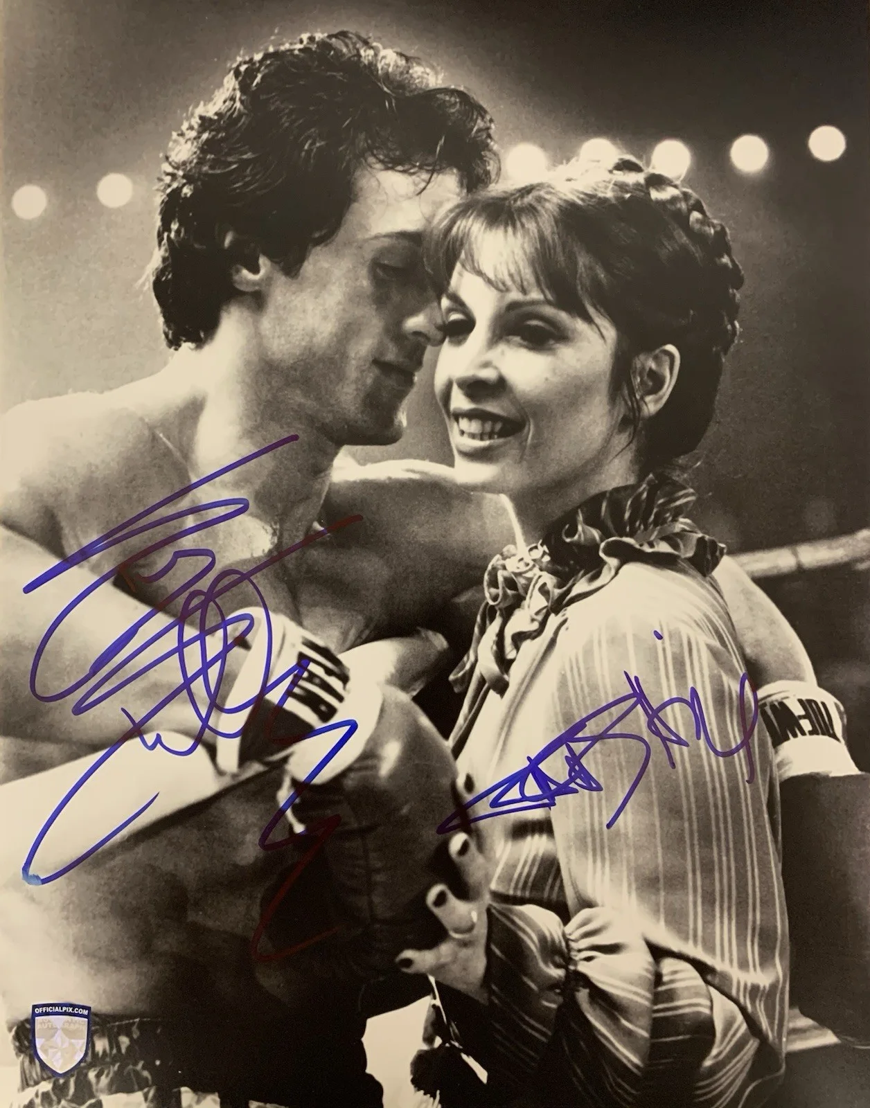 Sylvester Stallone and Talia Shire — Sylvester Stallone & Talia Shire Signed "Rocky" 11x14 Official Pix Photo