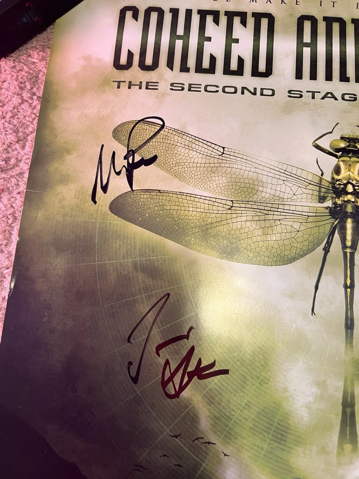 Autographed Coheed and Cambria Second Stage Turbine Blade Poster Signed, image 2