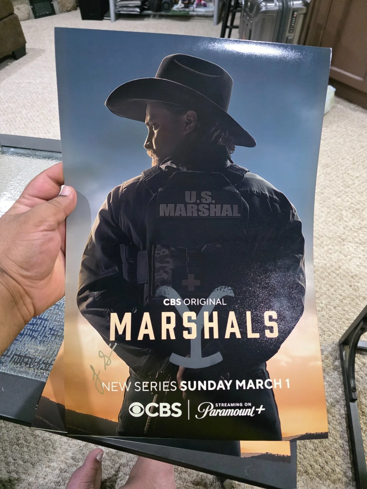 Luke Grimes — Luke Grimes signed "MARSHALS" 12x1 Photo a YELLOWSTONE Hot SEXY Kayce Dutton COA