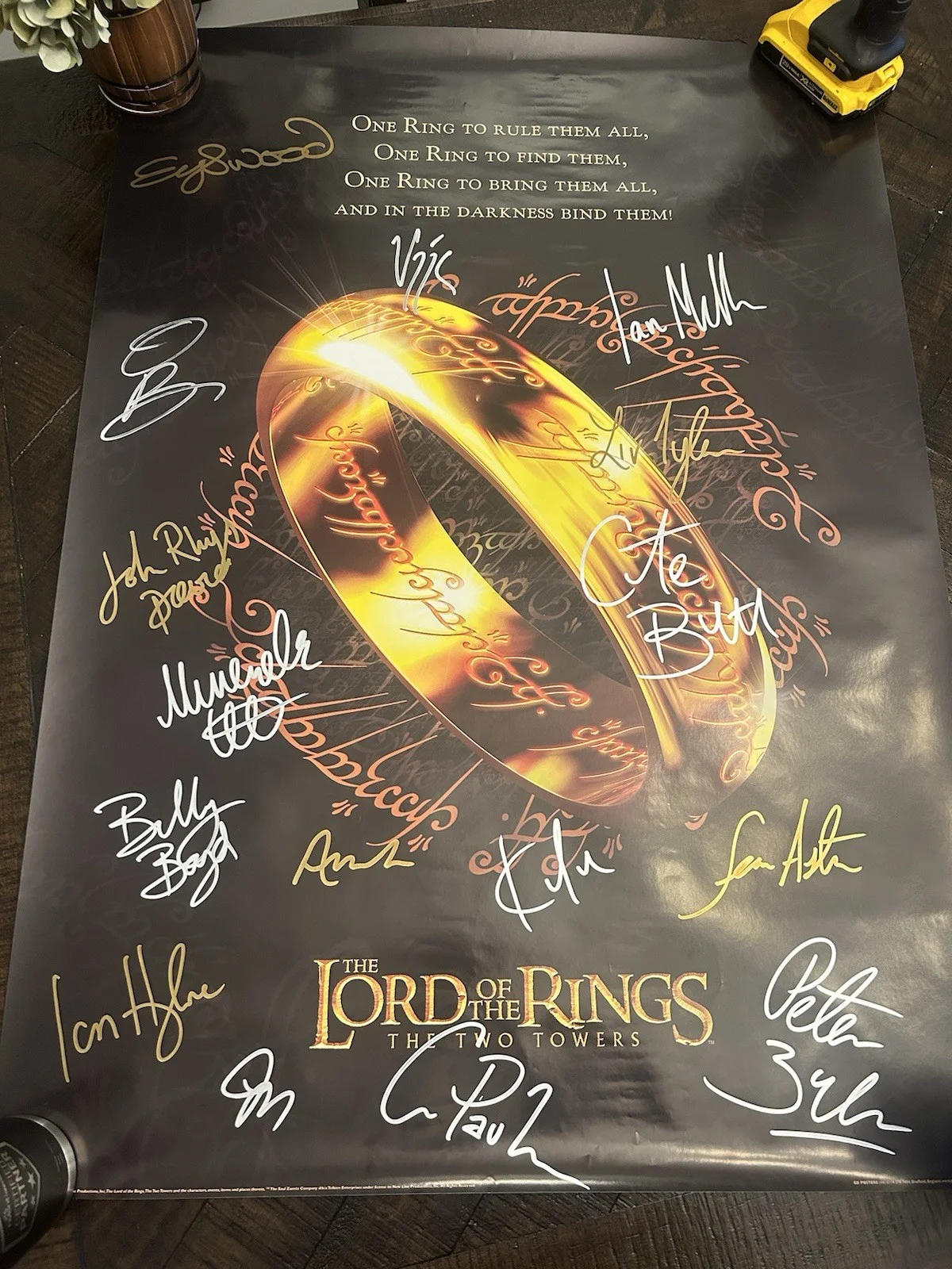 Dominic Monaghan, Viggo Mortensen, Sean Astin, Elijah Wood, Ian M — The Lord of the Rings: The Two Towers Original Multi-Signed Poster Everest Auth…, изображение 2
