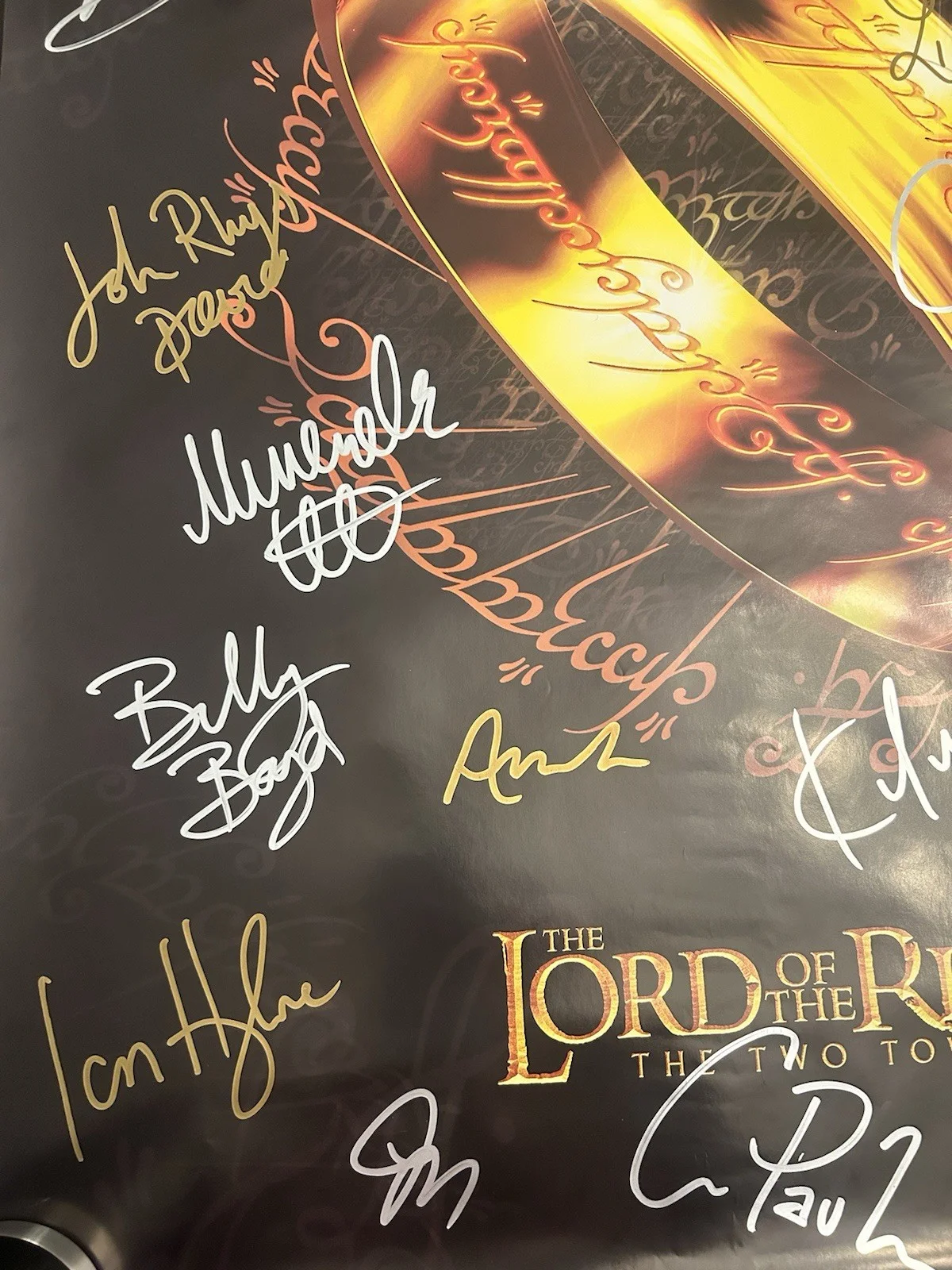 Dominic Monaghan, Viggo Mortensen, Sean Astin, Elijah Wood, Ian M — The Lord of the Rings: The Two Towers Original Multi-Signed Poster Everest Auth…, изображение 3