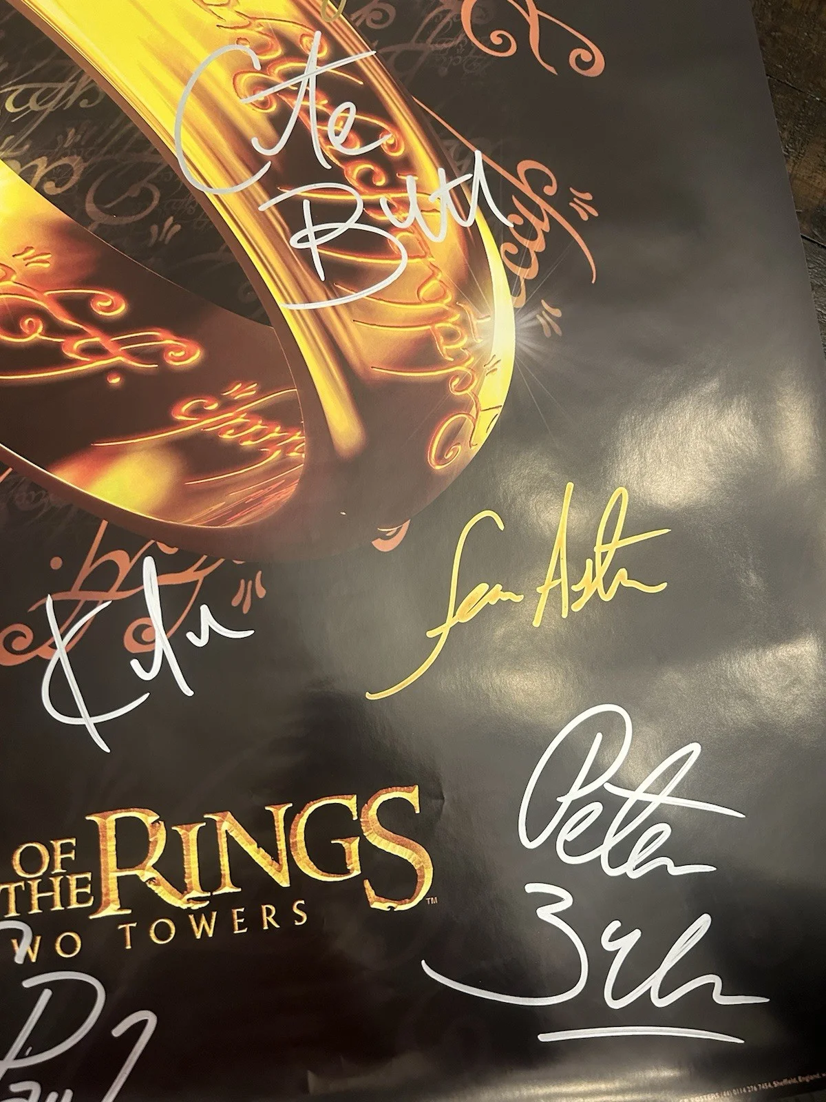 Dominic Monaghan, Viggo Mortensen, Sean Astin, Elijah Wood, Ian M — The Lord of the Rings: The Two Towers Original Multi-Signed Poster Everest Auth…, изображение 4