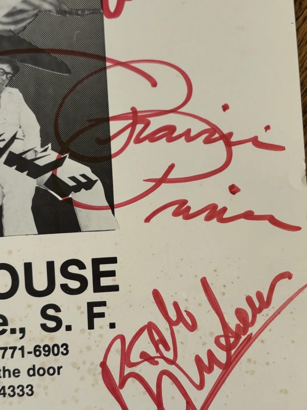 RARE 1980 The Tubes Signed Poster Boarding House SF Garage Show Band Autographs, изображение 4