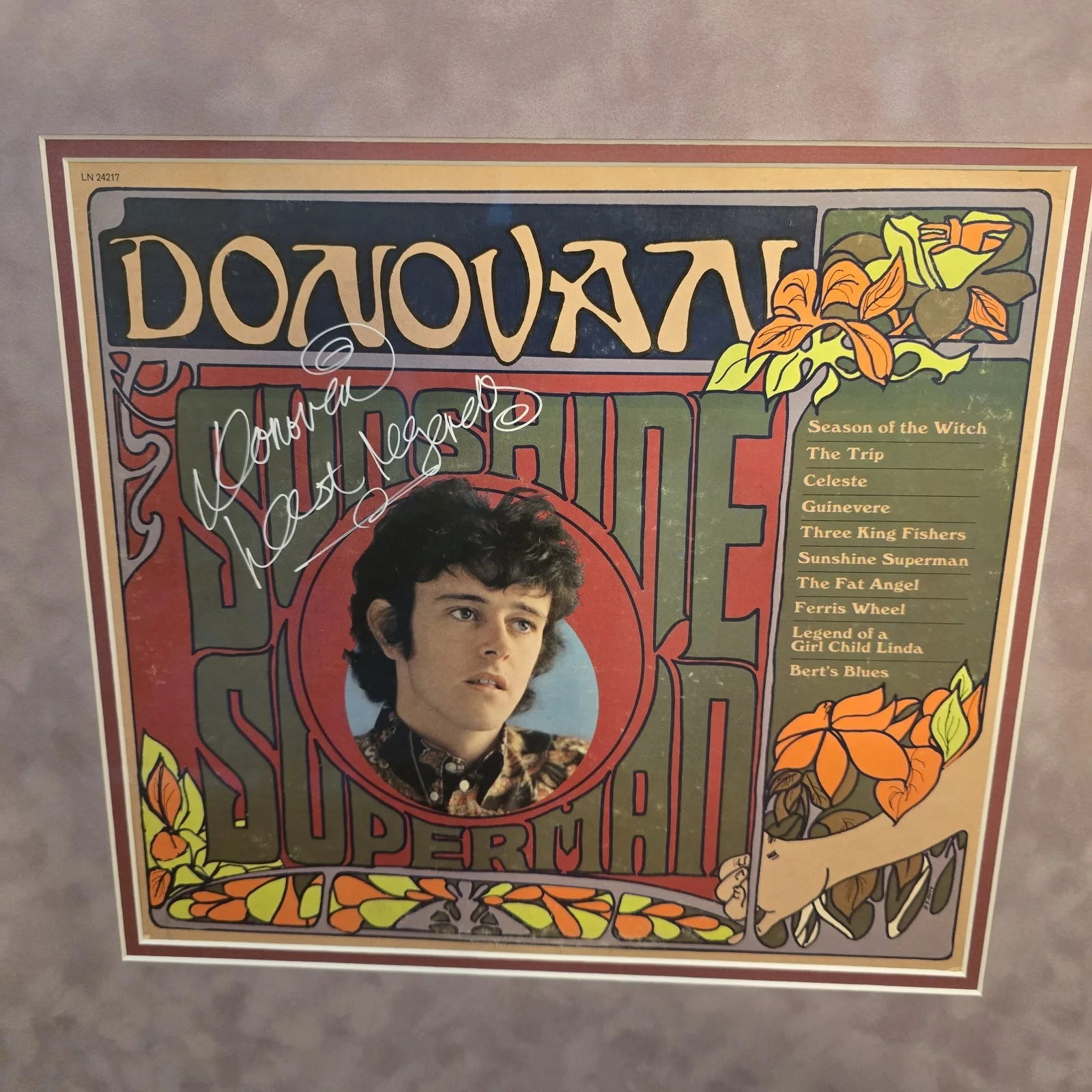 Donovan Leitch Signed Framed Sunshine Superman Album With R.E.A.L. COA Autograph, image 2