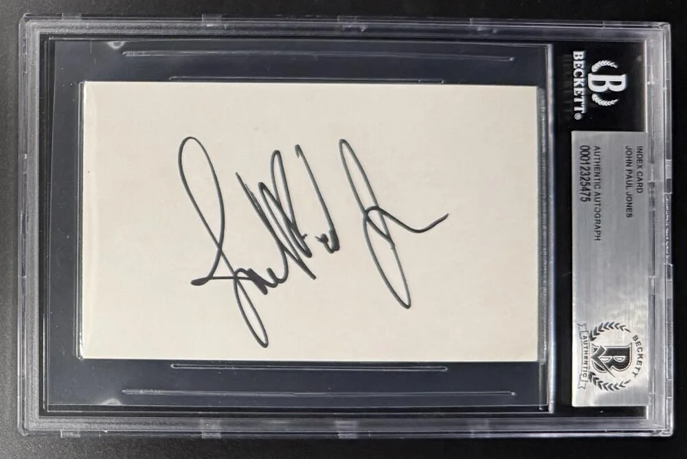 John Paul Jones — John Paul Jones Led Zeppelin Signed Autograph Beckett Encapsulated 3x5 Card E