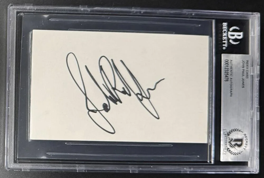 John Paul Jones — John Paul Jones Led Zeppelin Signed Autograph Beckett Encapsulated 3x5 Card D