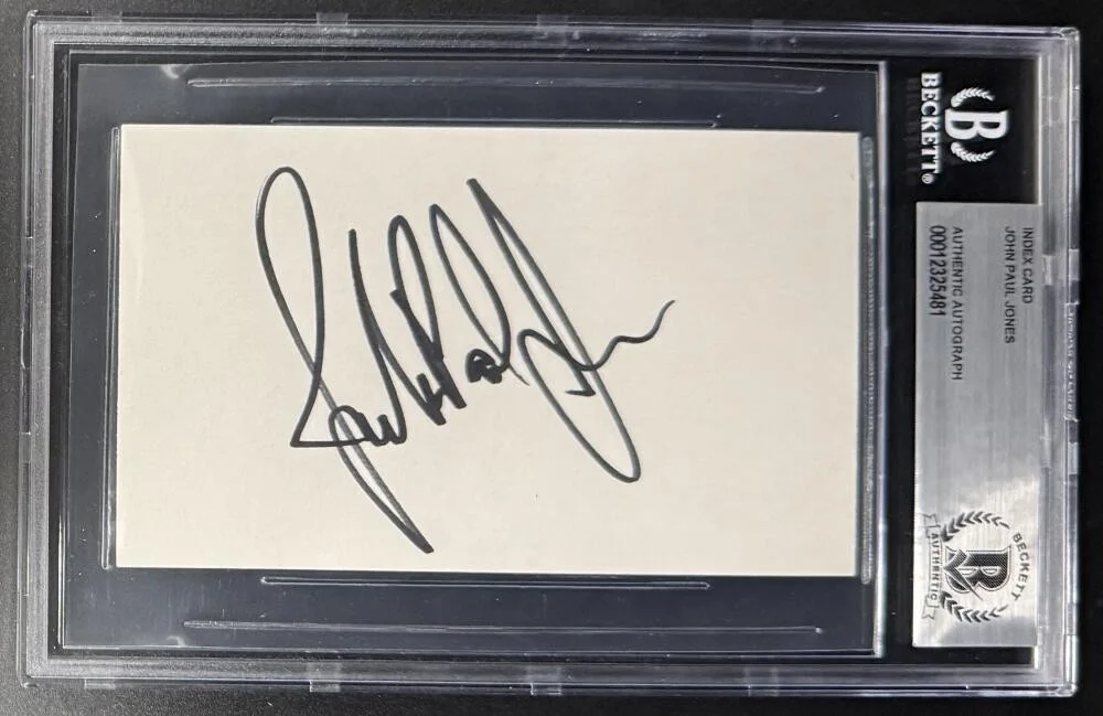John Paul Jones — John Paul Jones Led Zeppelin Signed Autograph Beckett Encapsulated 3x5 Card C