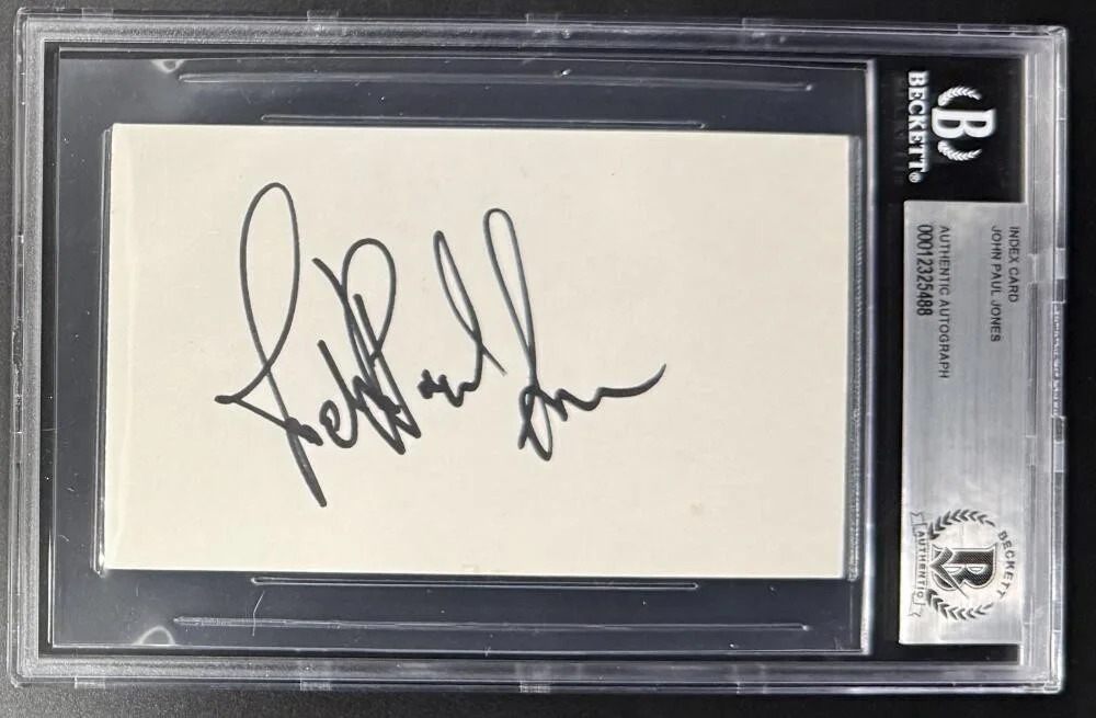 John Paul Jones — John Paul Jones Led Zeppelin Signed Autograph Beckett Encapsulated 3x5 Card B