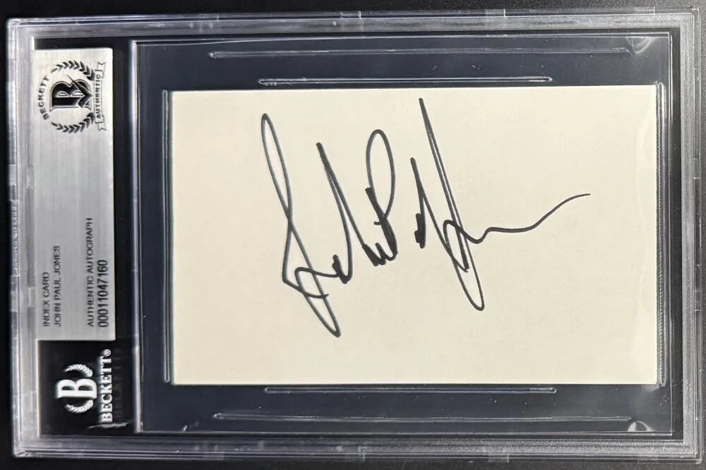 John Paul Jones — John Paul Jones Led Zeppelin Signed Autograph Beckett Encapsulated 3x5 Card A