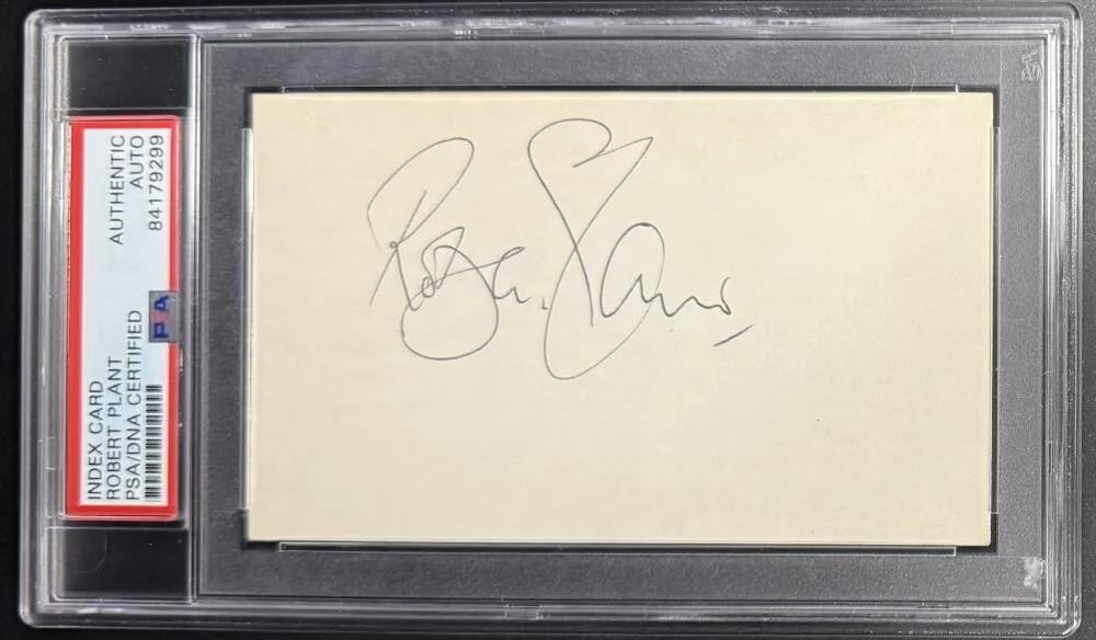 Robert Plant — Robert Plant Led Zeppelin Signed Full Autograph PSA/DNA Encapsulated 3x5 Card