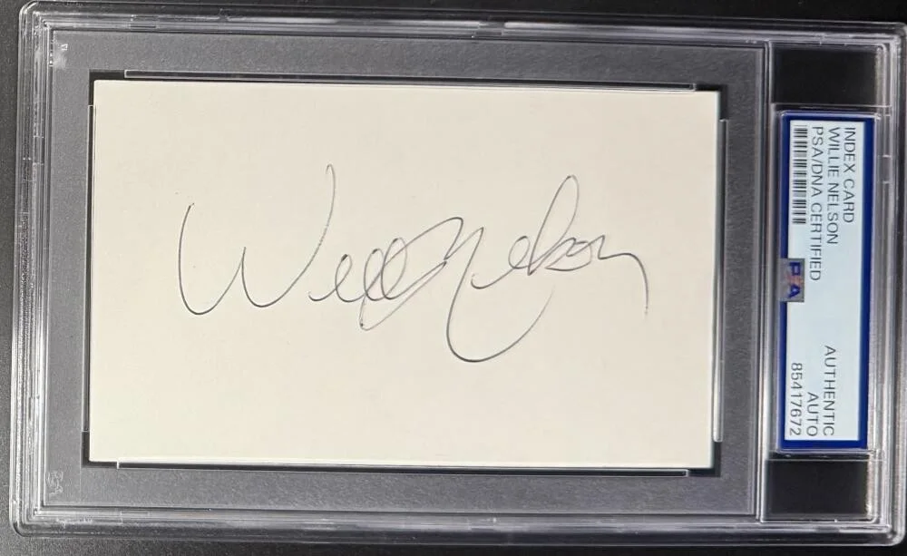 Willie Nelson — Willie Nelson Signed Full Autograph PSA/DNA Slabbed Encapsulated 3x5 Card COA