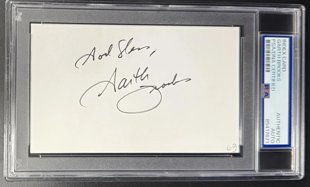 Garth Brooks — Garth Brooks God Bless Signed Autograph PSA/DNA Slabbed Encapsulated 3x5 Card