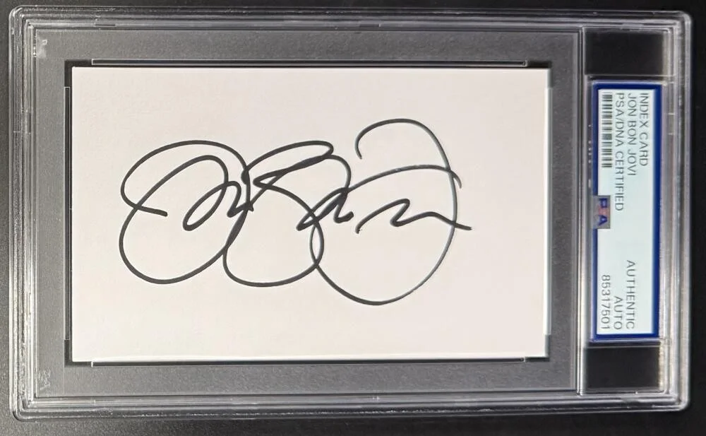 Jon Bon Jovi — Jon Bon Jovi Signed Full Autograph PSA/DNA Slabbed Encapsulated 3x5 Card COA