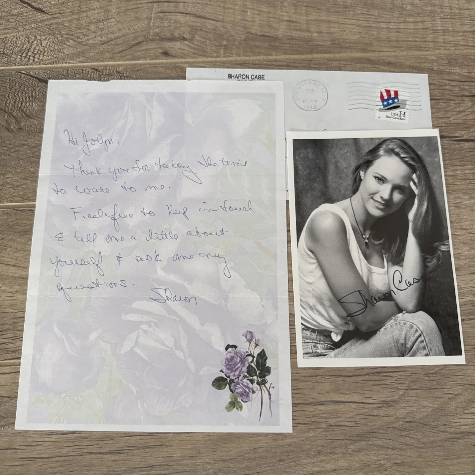 Sharon Case — SHARON CASE signed autographed 4x6" photo & letter Young & the Restless