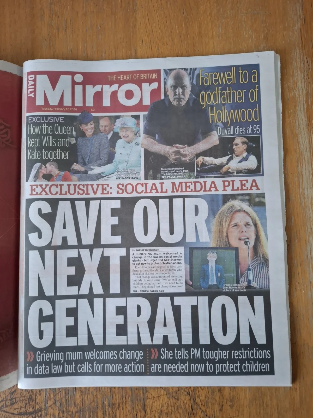 Daily Mirror, 17th February 2026 - Sad Passing Of Godfather Star, Robert Duvall, изображение 2