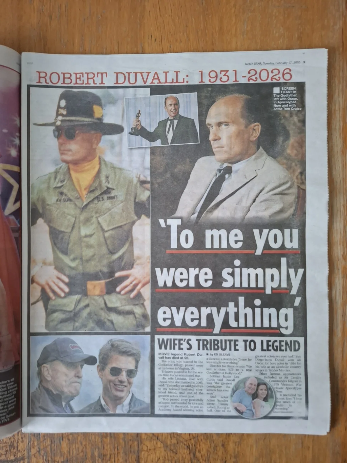 Daily Star, 17th February 2026 - Sad Passing Of Godfather Star, Robert Duvall, изображение 2