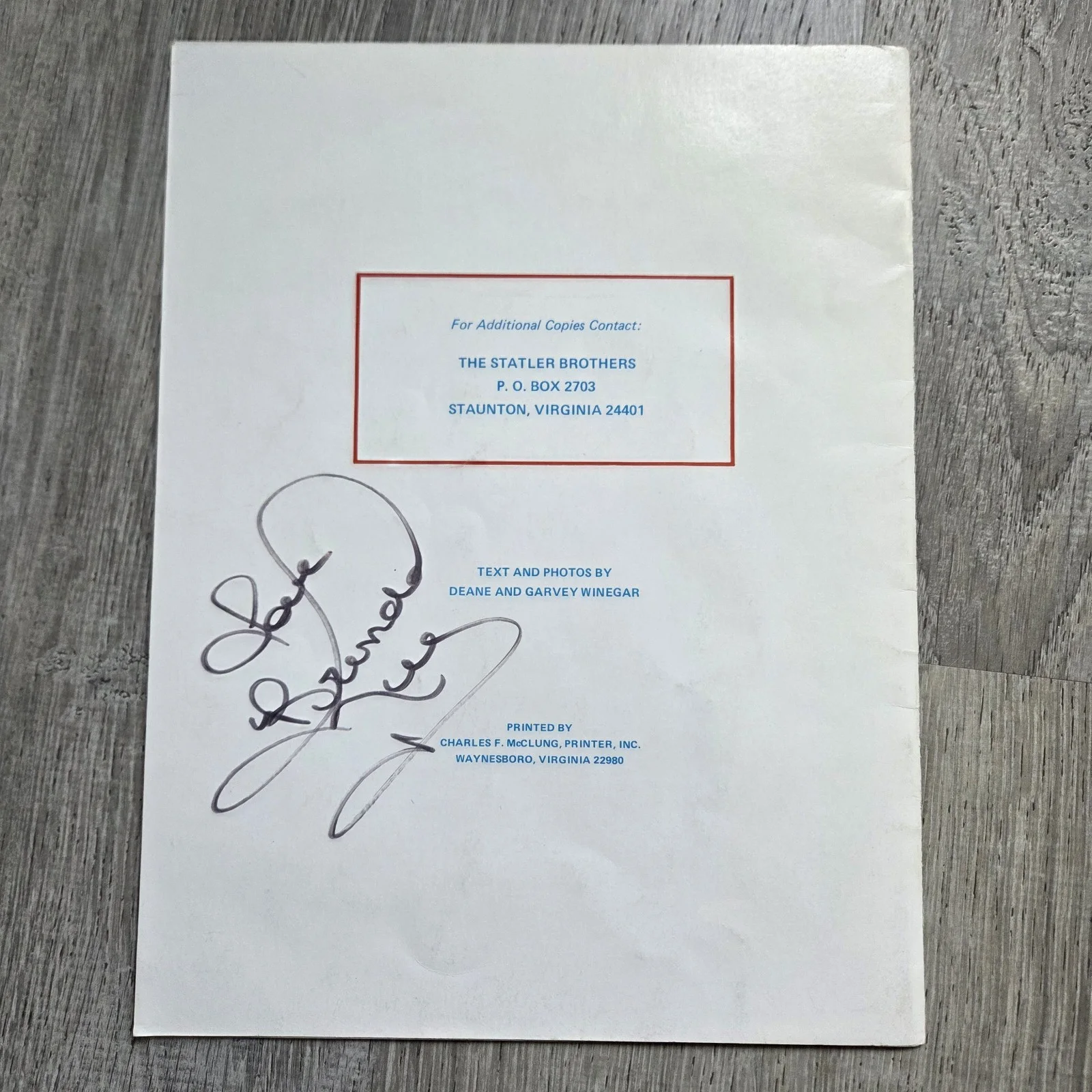1982 Statler Brothers Signed Souvenir Book Brenda Lee Autograph Jimmy Fortune, изображение 2