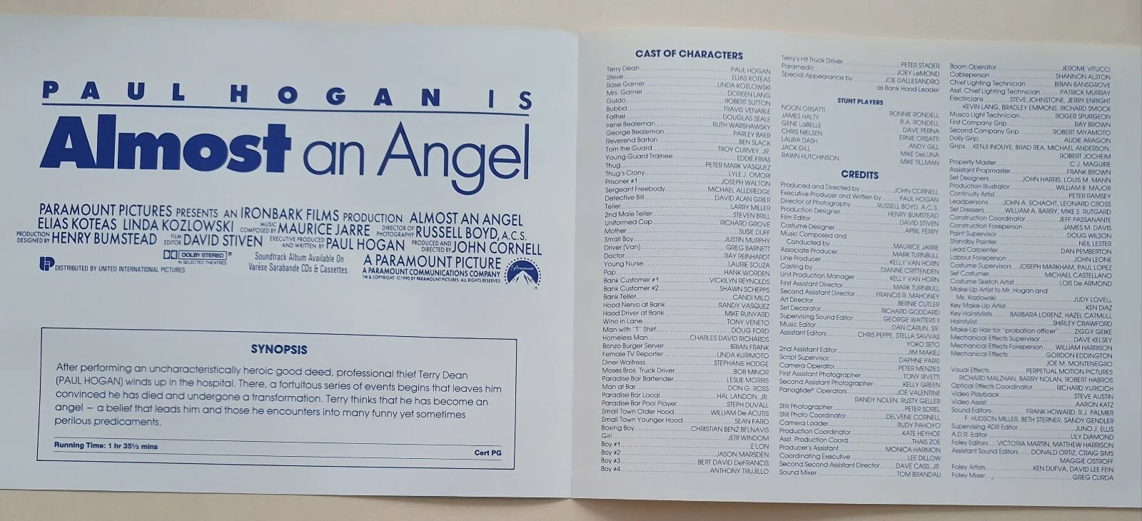 ALMOST AN ANGEL - VINTAGE PRESS AD SHEET & SYNOPSIS BOOKLET - PAUL HOGAN, image 4
