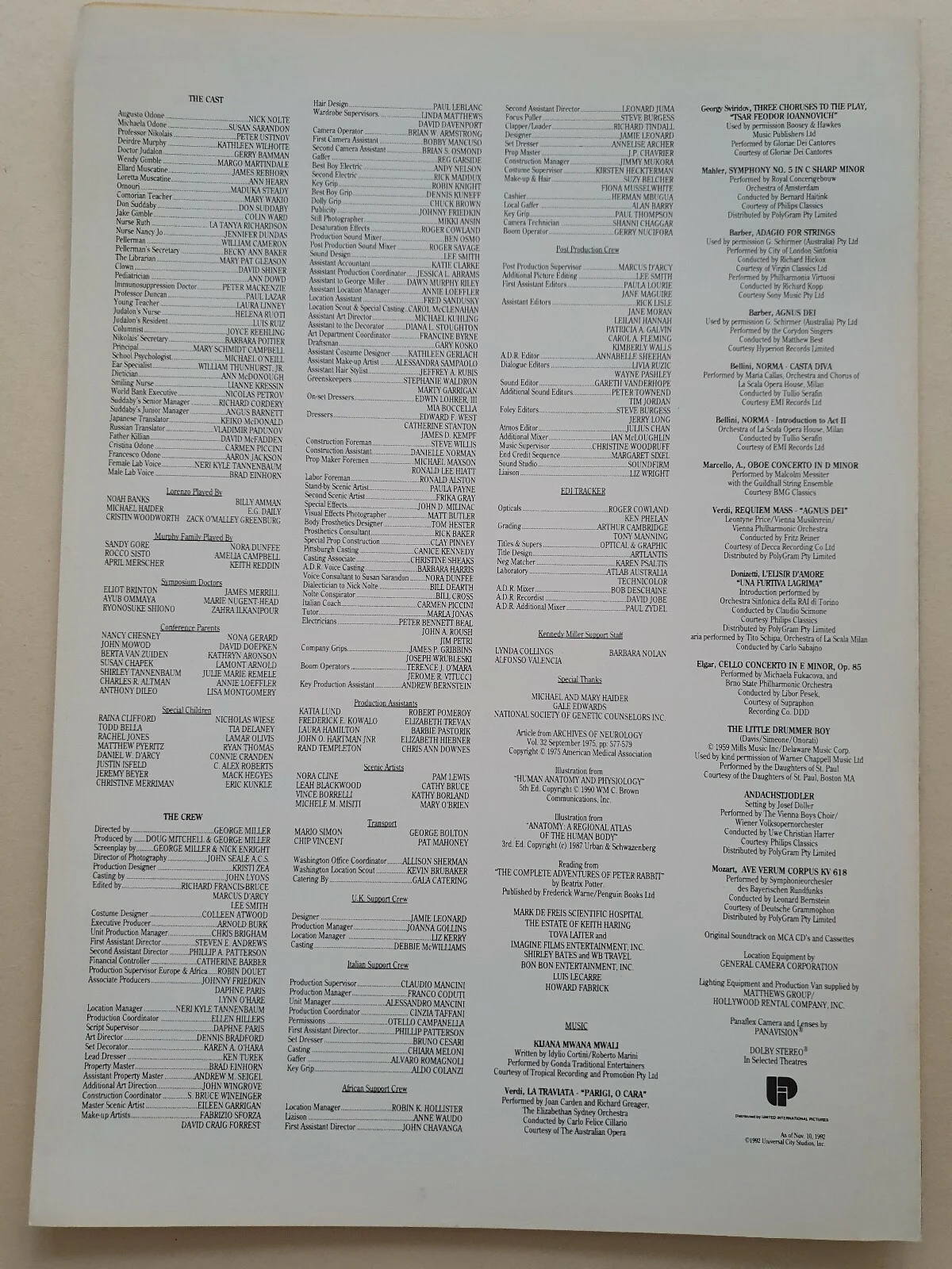 LORENZO'S OIL - VINTAGE PRESS AD SHEET & SYNOPSIS BOOKLET - NICK NOLTE, SARANDON, image 4