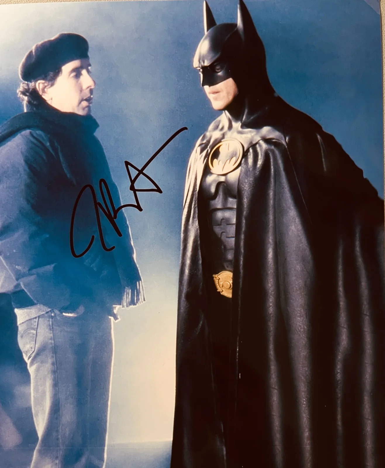 TIM BURTON — Tim Burton Signed•RARE Candid Directing Keaton•*BATMAN*• Piece of the Past COA
