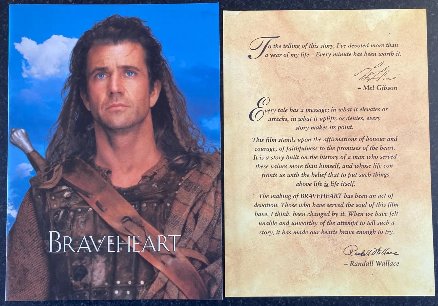 BRAVEHEART 1995 Film Movie Press Promo Program Brochure - Mel Gibson, image 2