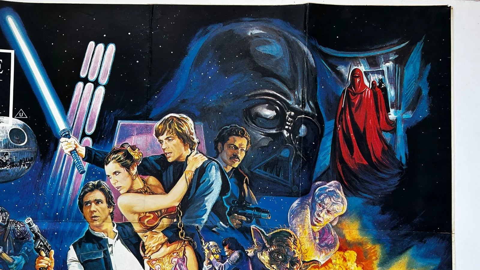 THE RETURN OF THE JEDI ORIGINAL UK "UNTRIMMED/PROOF" QUAD FILM POSTER 1983, изображение 4