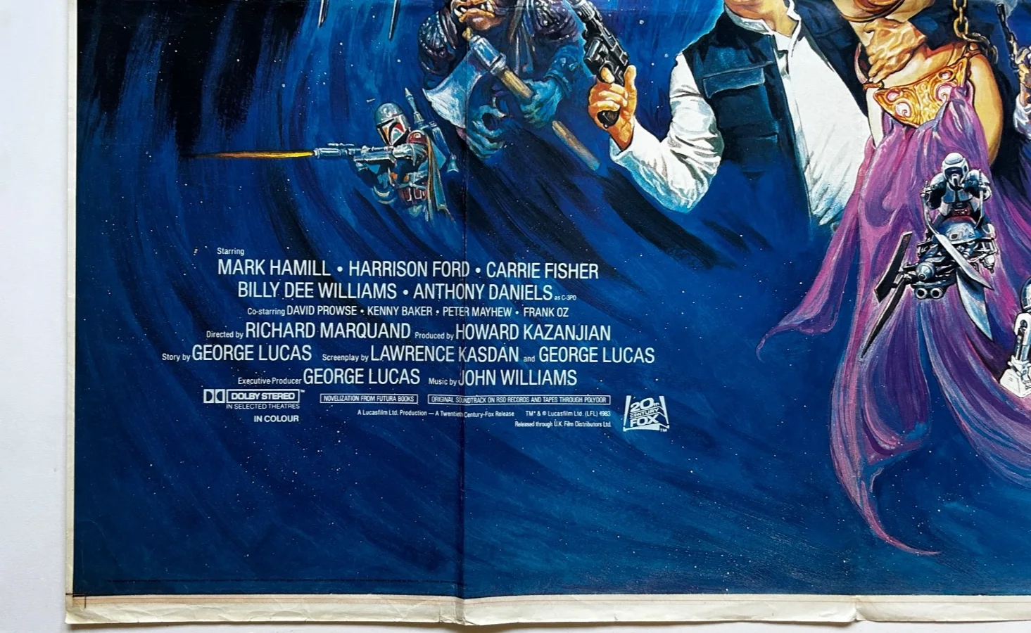 THE RETURN OF THE JEDI ORIGINAL UK "UNTRIMMED/PROOF" QUAD FILM POSTER 1983, изображение 5