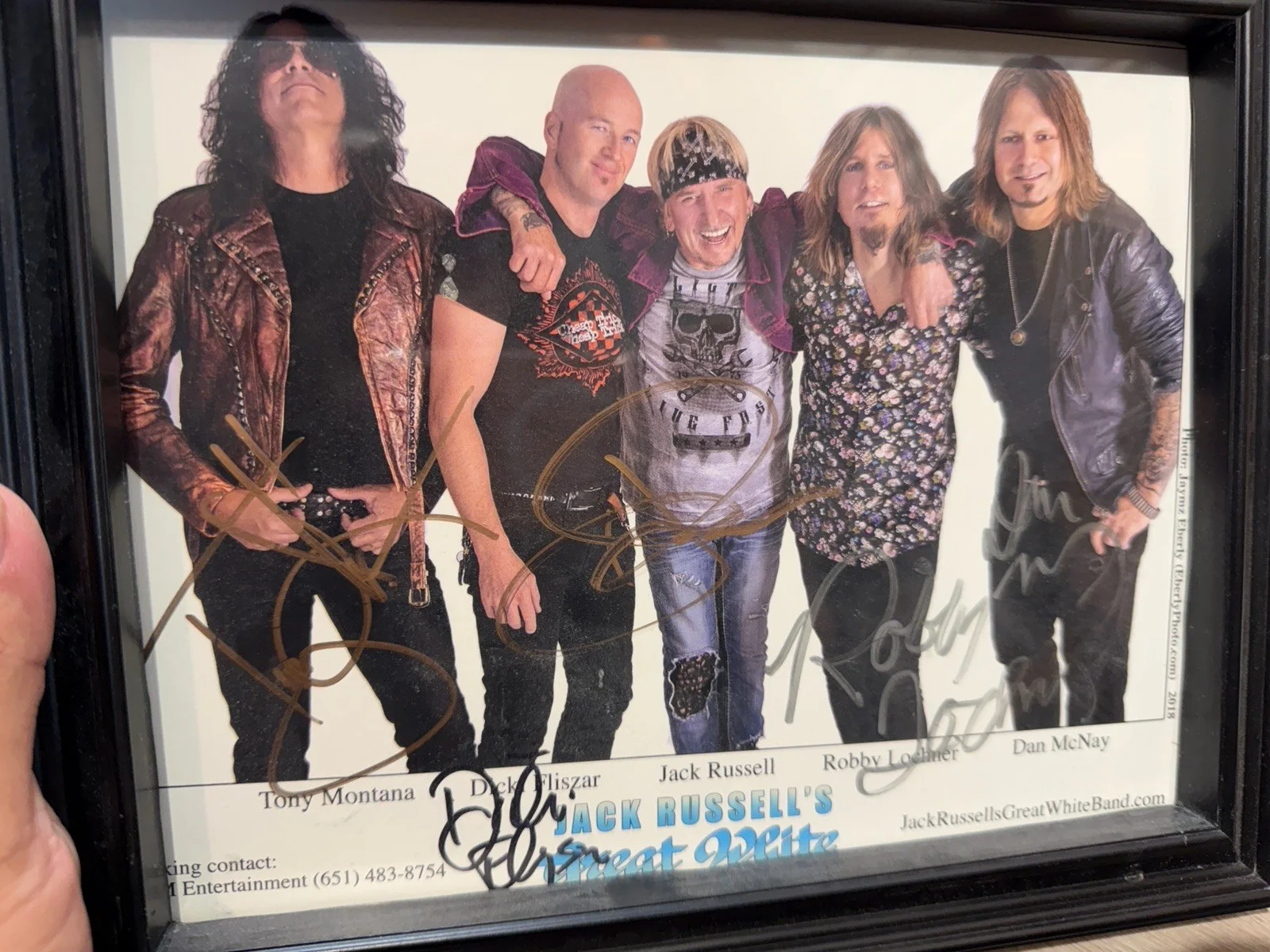 Jack Russell’s Great White Autographed Band Photo Signed by 5 Members Framed, image 2
