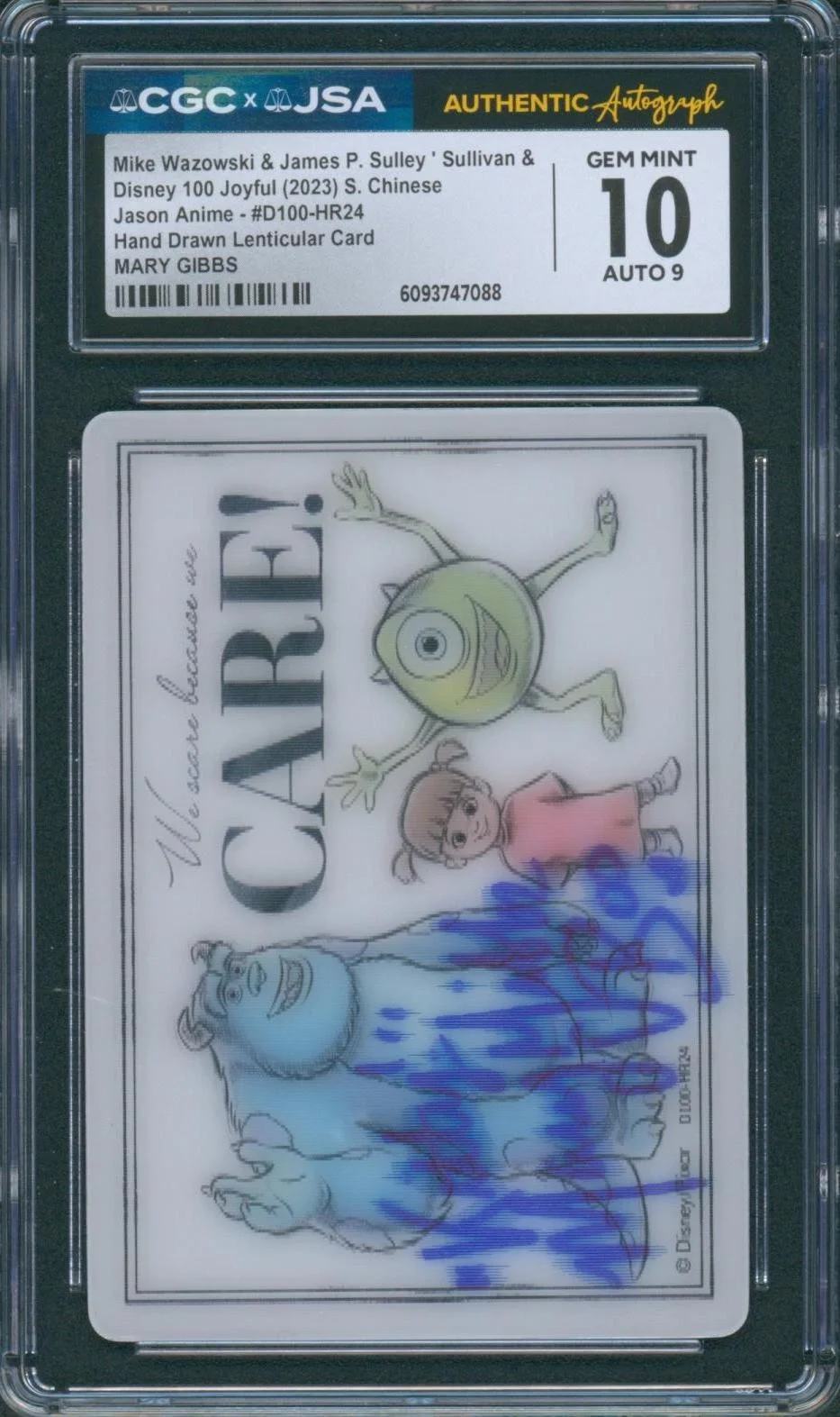 Mary Gibbs — Mary Gibbs Signed Card Monster Inc Boo Autograph Gem Mint 10 CGC x JSA SLAB