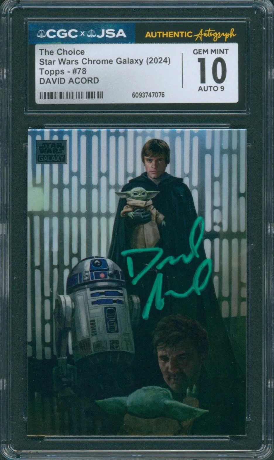 David Acord — David Acord Signed Card Star Wars Chrome Mandalorian Grogu Mint 10 CGC xJSA SLAB