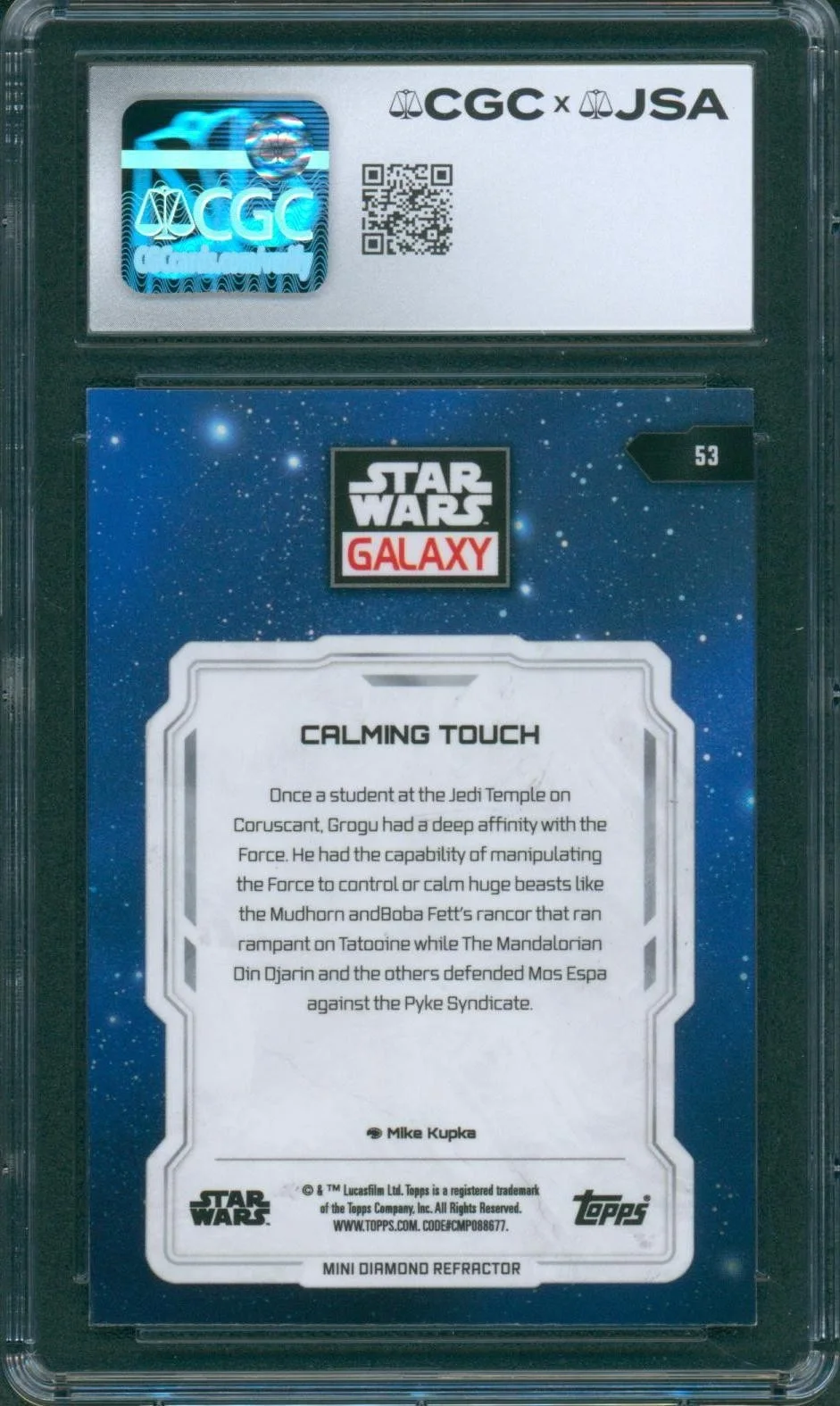 David Acord — David Acord Signed Card Star Wars Chrome Mandalorian Grogu Mint 10 CGC xJSA SLAB, изображение 2
