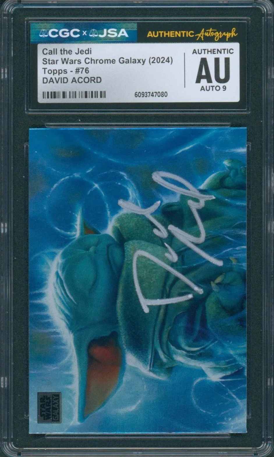 David Acord — David Acord Signed Card Star Wars Galaxy Chrome Mandalorian Grogu CGC x JSA SLAB