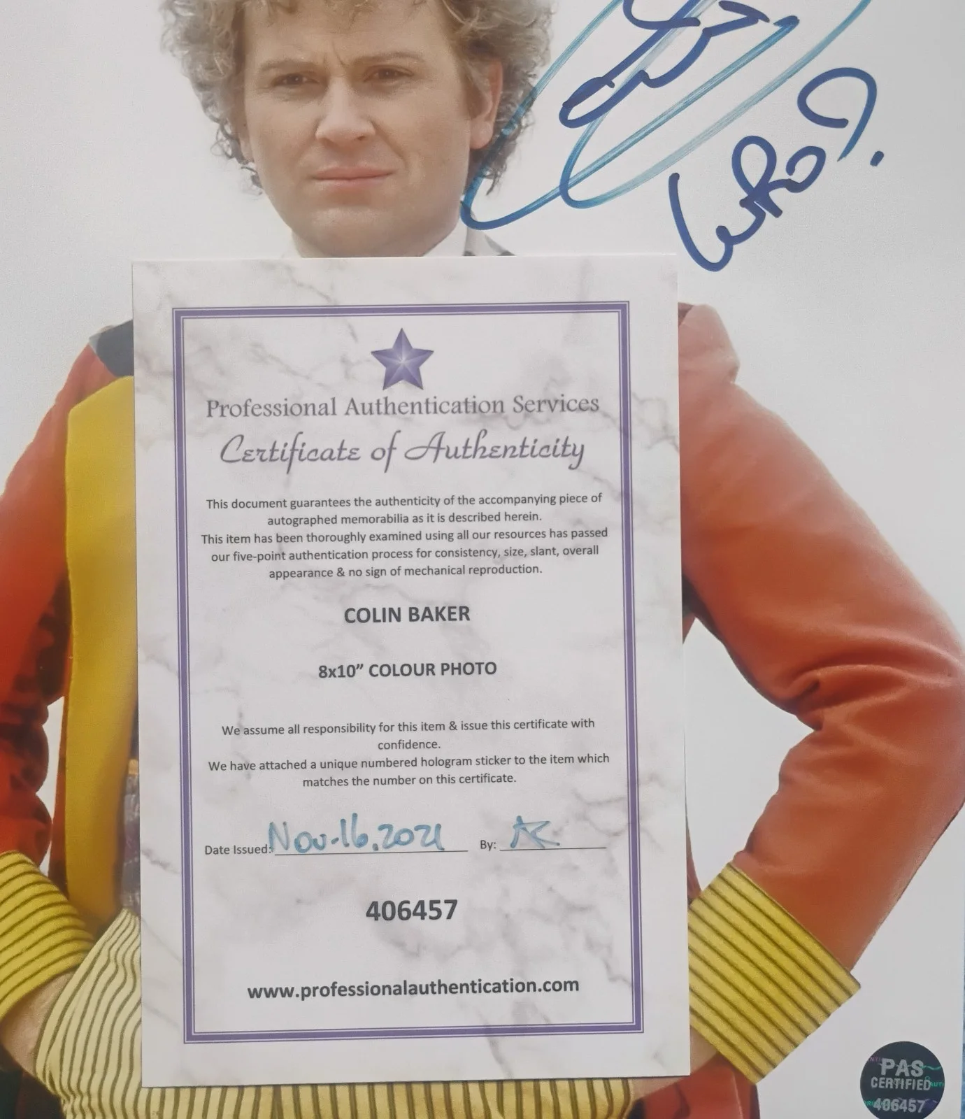 Colin Baker Hand Signed Autograph 8x10 Photo COA Doctor Who NO US TARIFF, image 4