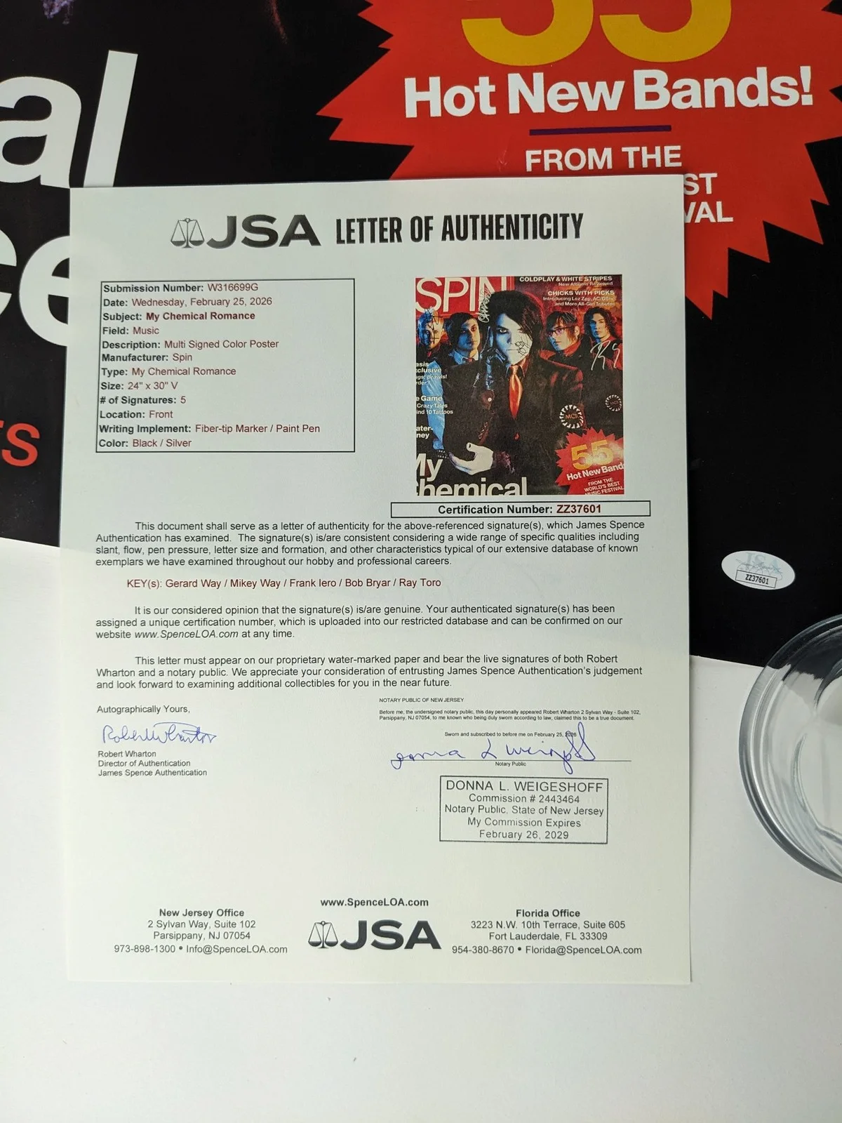 My Chemical Romance Signed 24x30 Poster SPIN Cover Promo Autographed JSA COA LOA, image 4