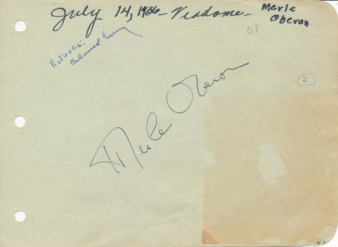MERLE OBERON ALLAN JONES Original Vintage 1930s SIGNED AUTOGRAPHED Album Page, изображение 2
