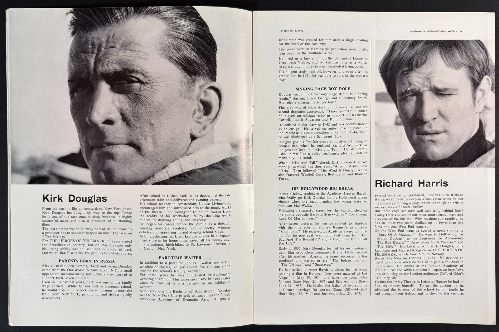 Heroes of Telemark ORIGINAL Kine Weekly Film Supplement Kirk Douglas Harris 1965, изображение 3