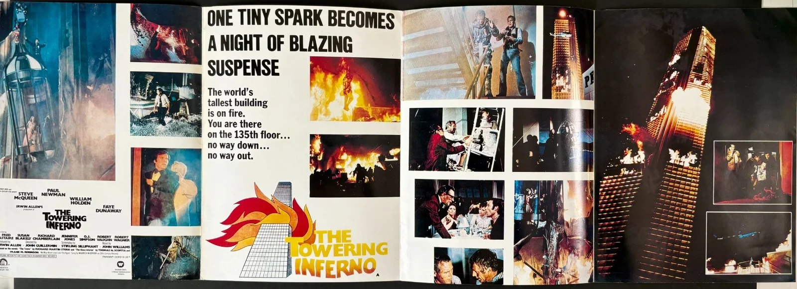 Towering Inferno ORIGINAL Fold Out Press Synopsis Paul Newman Steve McQueen 1974, изображение 2