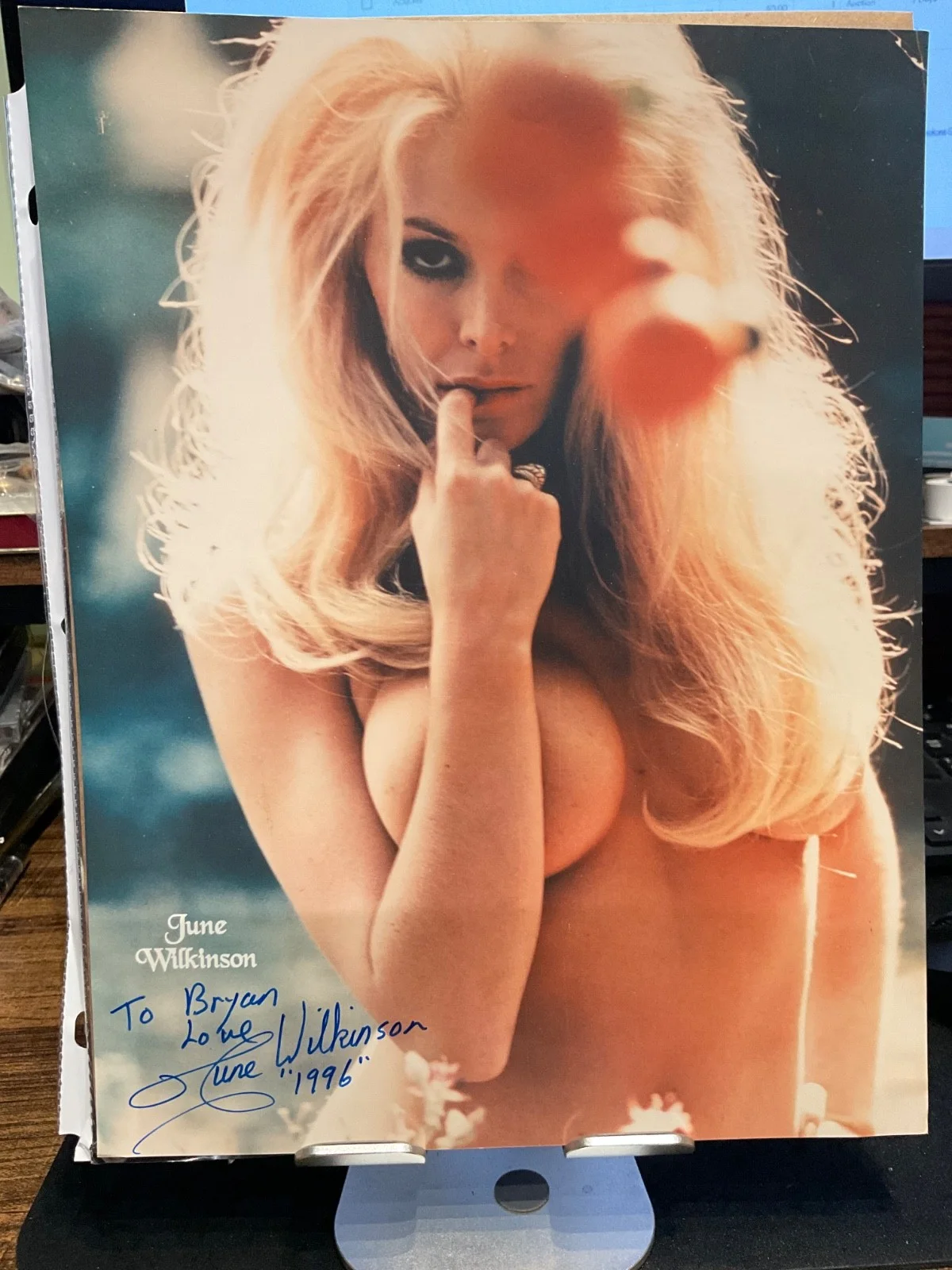June Wilkinson — June Wilkinson Autographed Sexy 8x10 Color Photo Playboy Playmate
