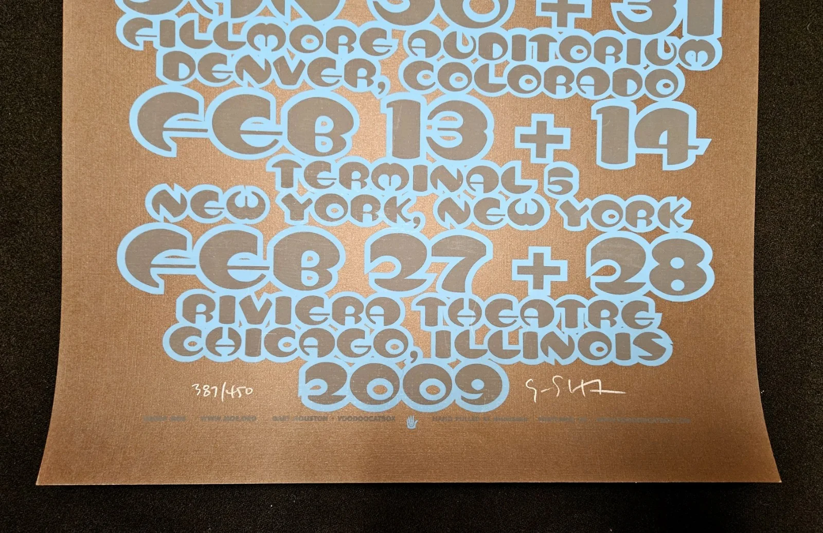 5 Signatures 387/450 Ltd Ed MOE Print Concert Poster EAGLE 2009 Denver NY Chicag, изображение 4
