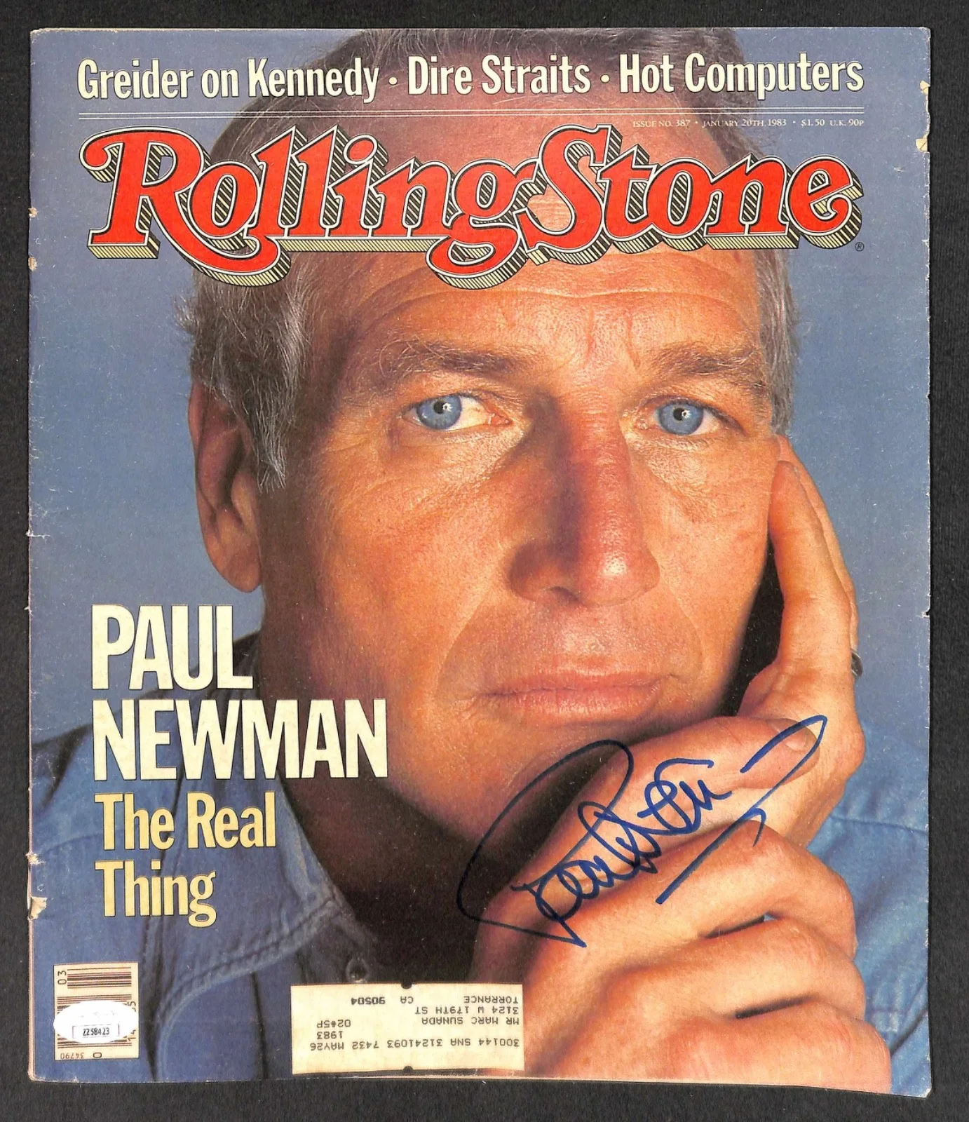 Color of Money Signed Paul Newman Autographed Rolling Stone Magazine Auto JSA, изображение 3