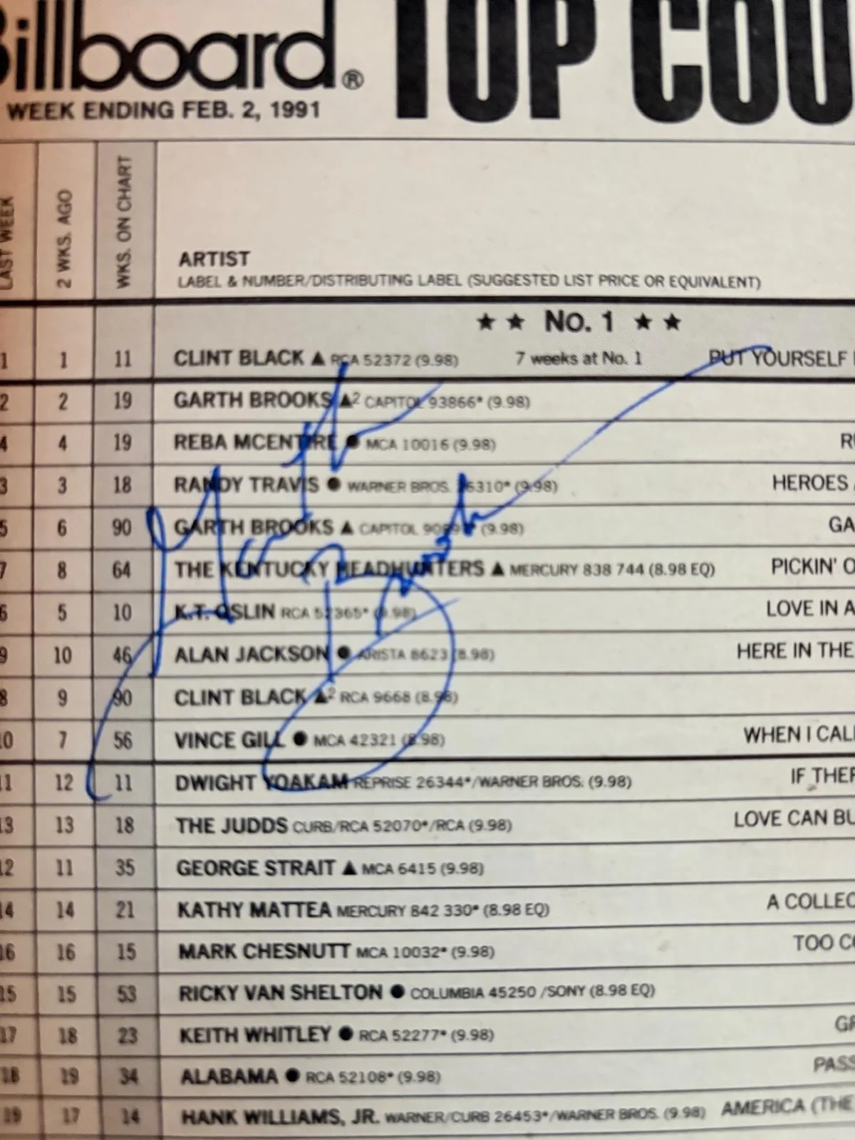 Garth Brooks — GARTH BROOKS SIGNED AUTOGRAPH 11X14 MAGAZINE PAGE BILLBOARD COUNTRY LEGEND PSA P, изображение 2